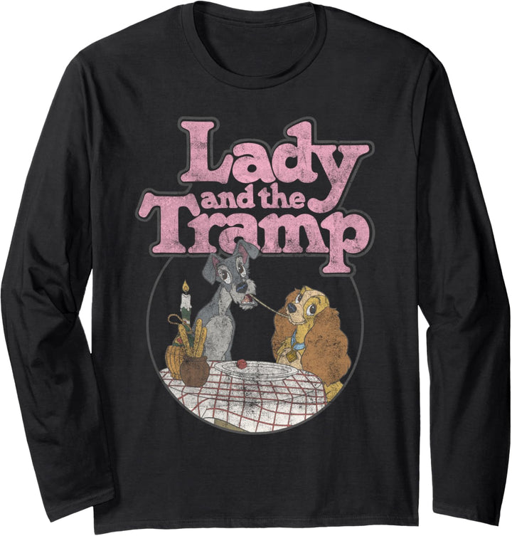 Disney Lady And The Tramp Table Scene Portrait Logo Langarmshirt