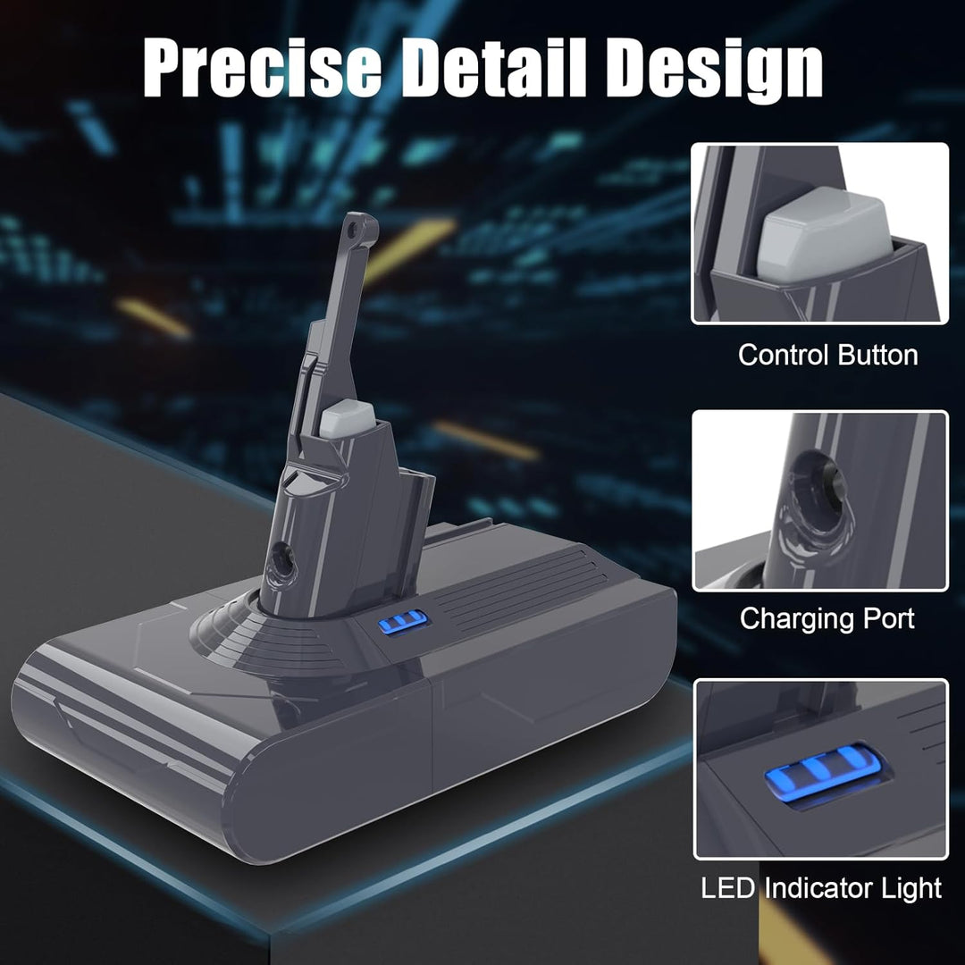 V8 Akku 6000mAh Ersatzakku für Dyson SV10 Absolute V8 Animal Motorhead Fluffy Staubsauger mit 2 Filt
