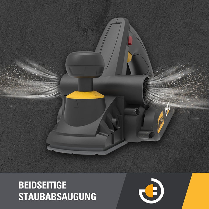 CAT DX86 82mm Hobelmaschine 900W, 16000 U/min, 3mm Schnitttiefe, beidseitiger Spanauswurf, Mikro-Tie