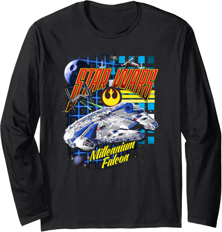 Star Wars Millennium Falcon TIE Fighter Chase Grids Langarmshirt