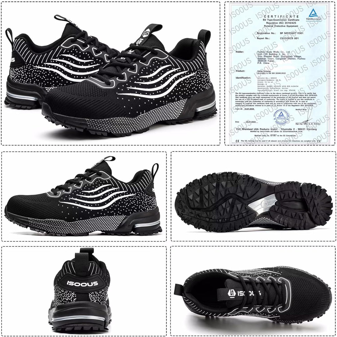 ISOOUS Sicherheitsschuhe Herren Damen Arbeitsschuhe Leicht Atmungsaktiv rutschfest Stahlkappe Schutz