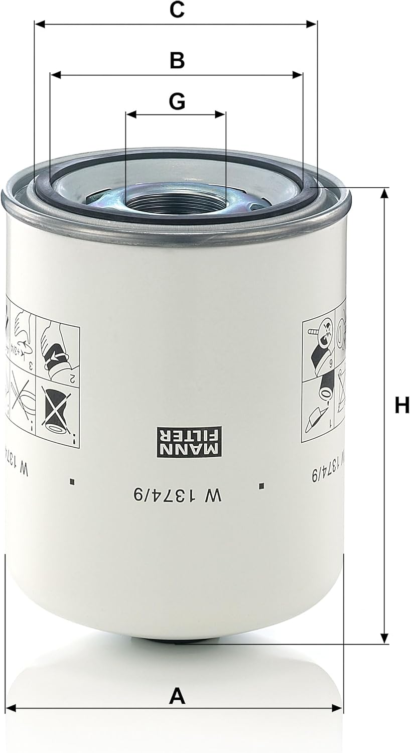 MANN-FILTER W 1374/9 Ölfilter – Hydraulikfilter – Für PKW und Nutzfahrzeuge