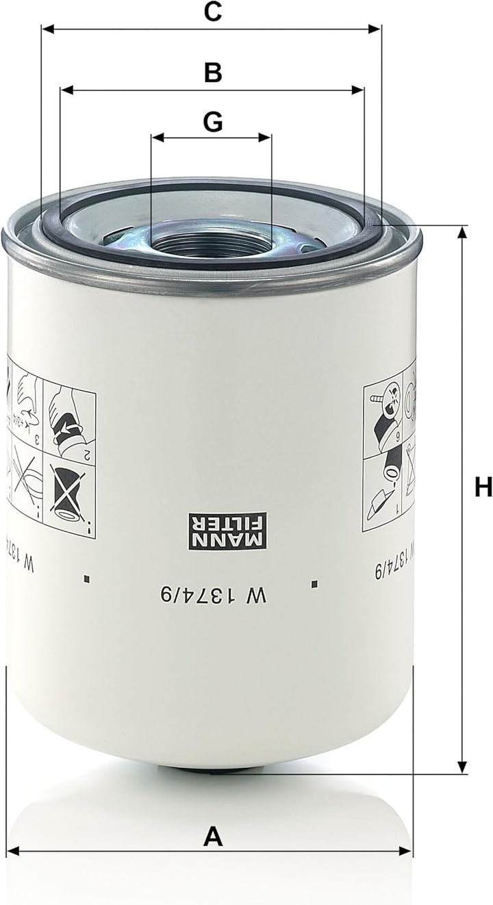MANN-FILTER W 1374/9 Ölfilter – Hydraulikfilter – Für PKW und Nutzfahrzeuge
