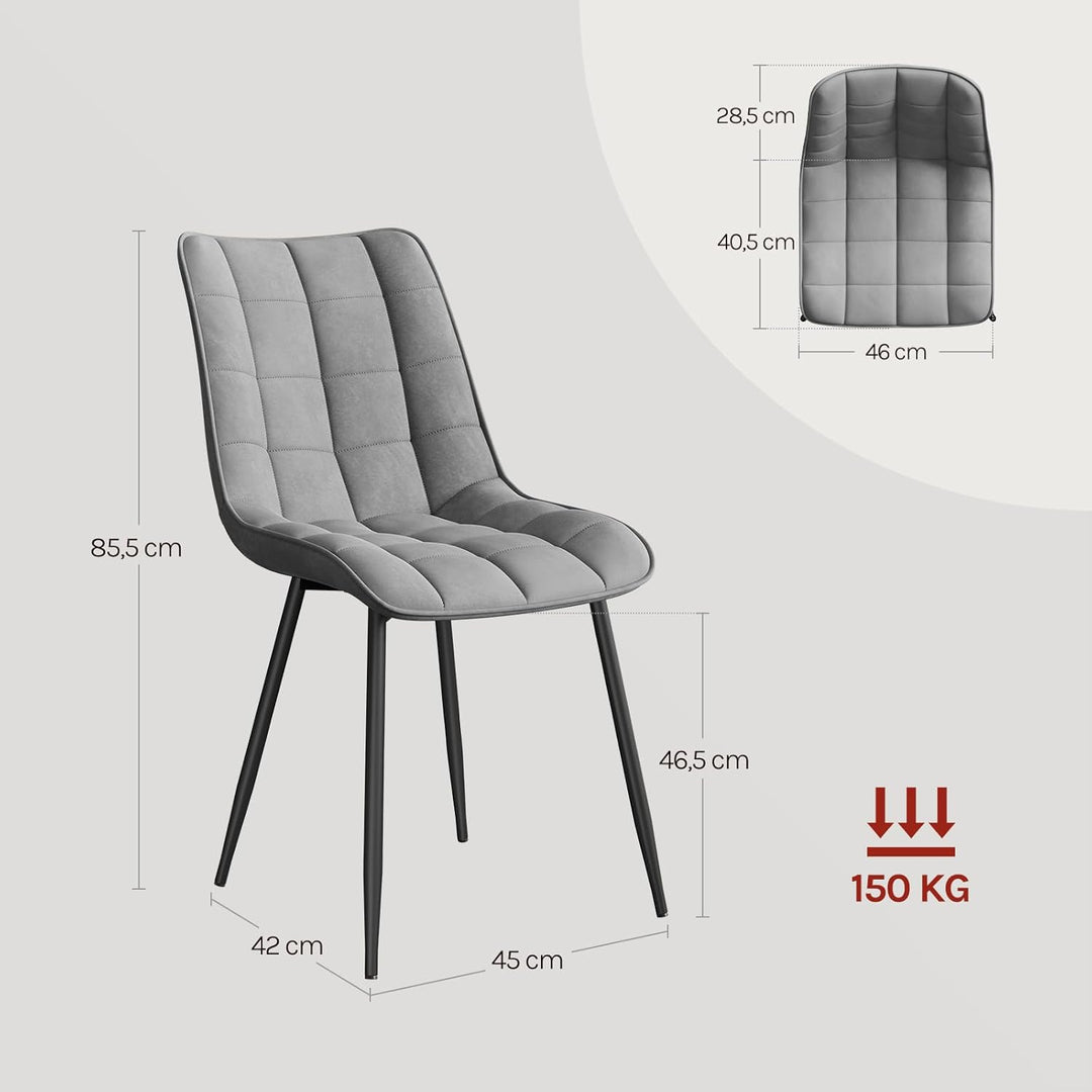 WOLTU® Esszimmerstühle BH142hgr-2 2er Set Küchenstuhl Polsterstuhl Wohnzimmerstuhl Sessel mit Rücken