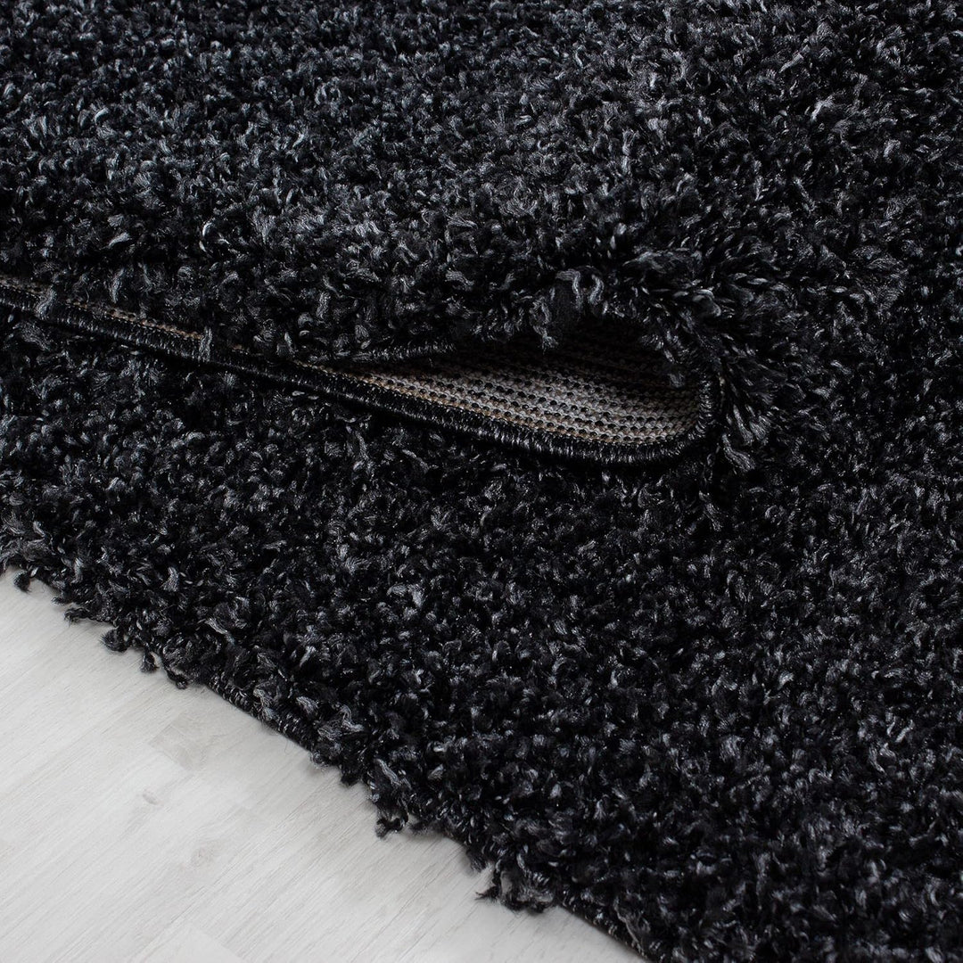 Carpetsale24 Teppich Wohnzimmer 120 cm Rund Anthrazit Shaggy Hochflor Einfarbig Modern Design - Rund