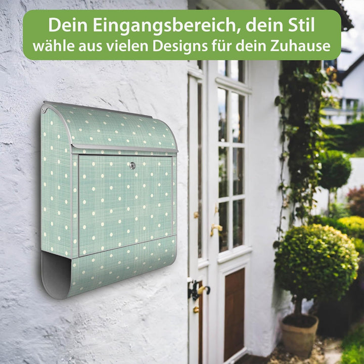 banjado Design Briefkasten personalisiert 38,5x46,5x13cm &amp; 2 Schlüssel - Briefkasten Stahl Weiss Zei
