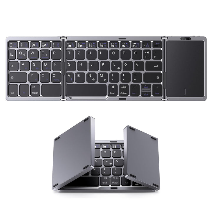OMOTON Bluetooth-Faltbare-Tastatur, Kabellose Wiederaufladbare Klapptastatur mit Touchpad,3 Bluetoot