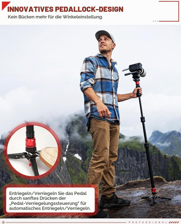 IFOOTAGE Cobra 3 Strike Monopod A150S-III mit K5S Komodo Fluidkopf,Videokopf,Pedal-Lock-Unterbasis M