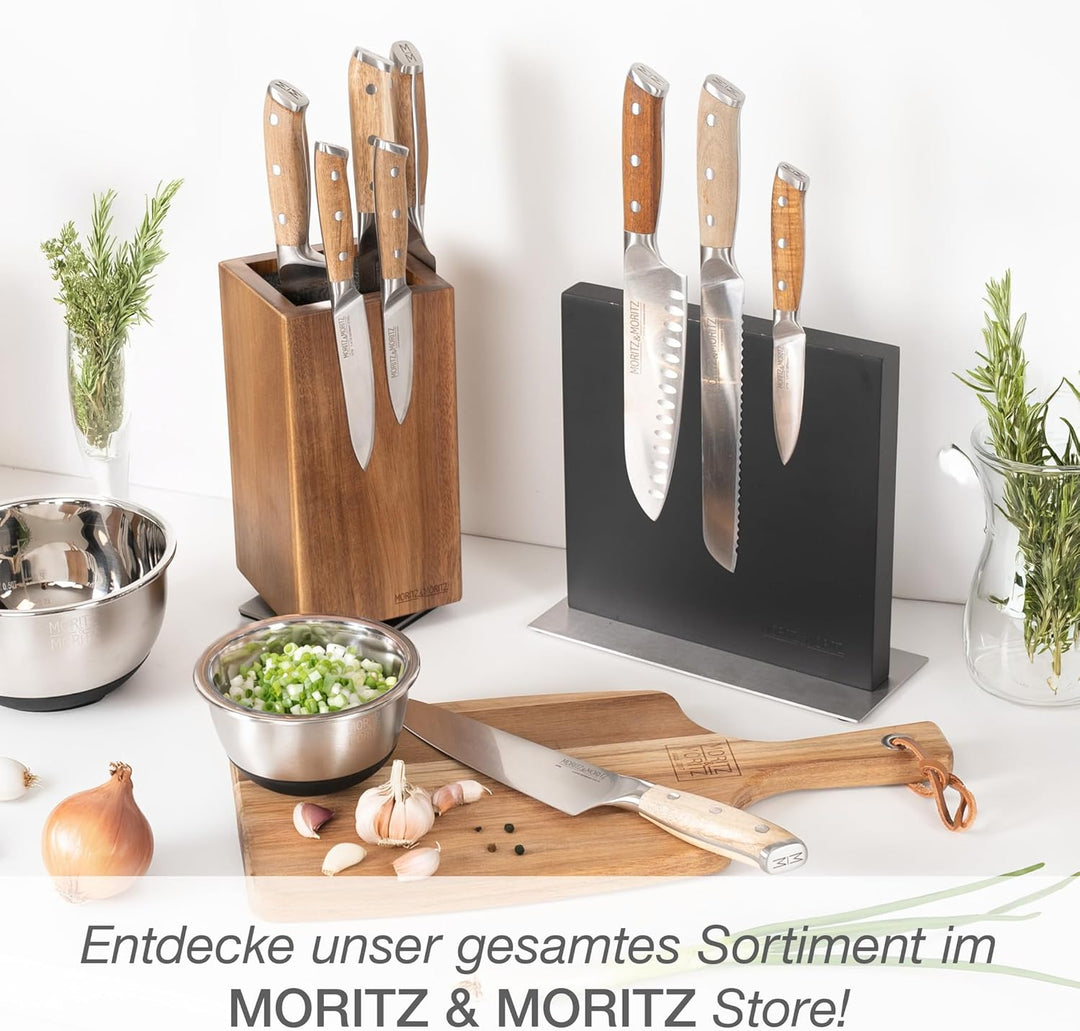 Moritz & Moritz Magnet Messerblock schwarz - Messerhalter Magnetisch mit starkem Halt - stabiler Kni