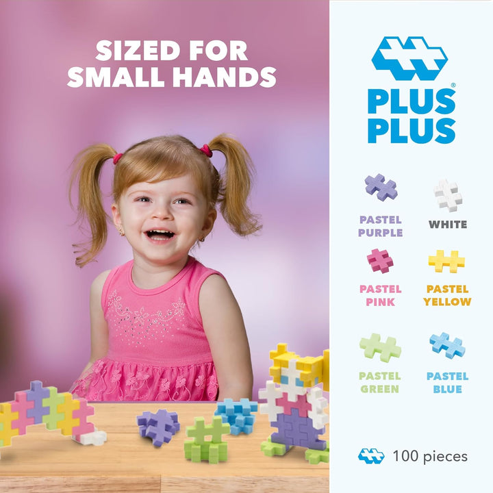 Plus-Plus 9603412 Kreativ-Bausteine, Big Pastell Set, Geniales Konstruktionsspielzeug, 100 Teile