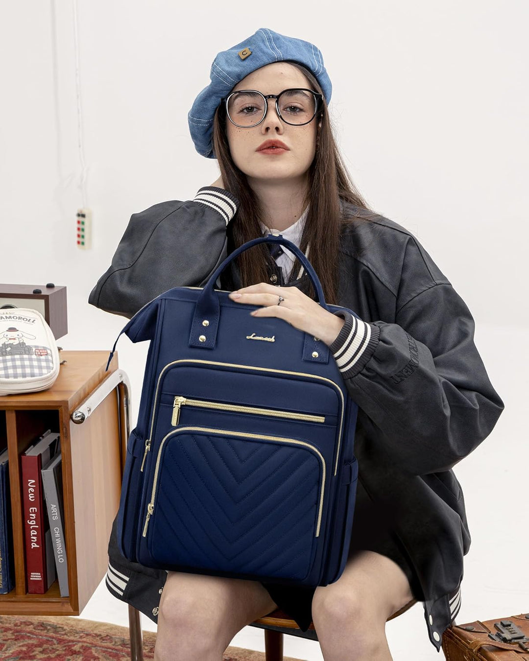 LOVEVOOK Rucksack Damen 15,6 Zoll, Wasserdicht Schulrucksack Mädchen mit Laptopfach, Elegant Arbeits