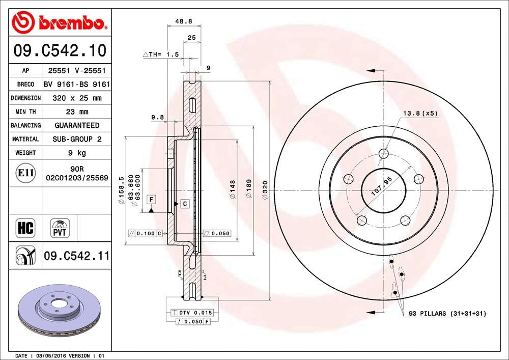 BREMBO 09.C542.11 Bremsscheiben