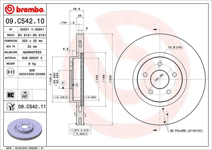 BREMBO 09.C542.11 Bremsscheiben