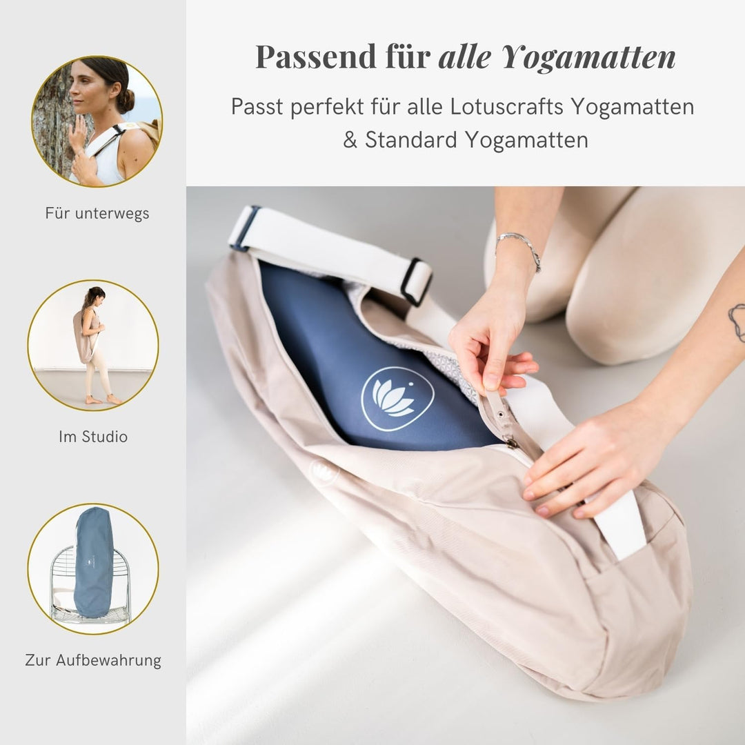 Lotuscrafts® Yogatasche PUNE aus Bio-Baumwolle, Fair & Ökologisch, Ideale Yoga Tasche für Yogamatte