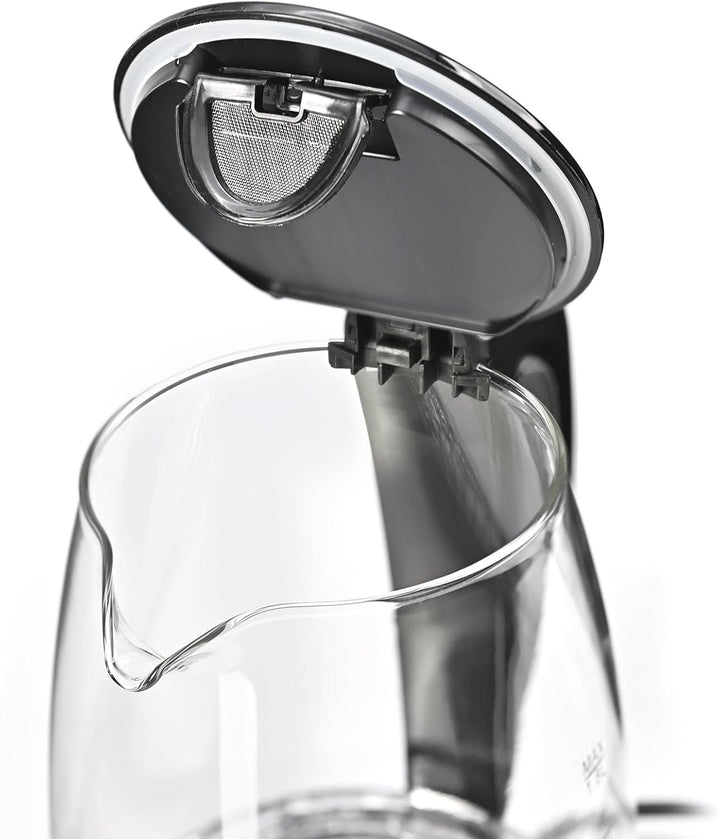 Wasserkocher 1,7L/1,8L (2200W) Edelstahl, LED-Beleuchtung, Kalkfilter, OneTouch-Verschluss, Kabelauf
