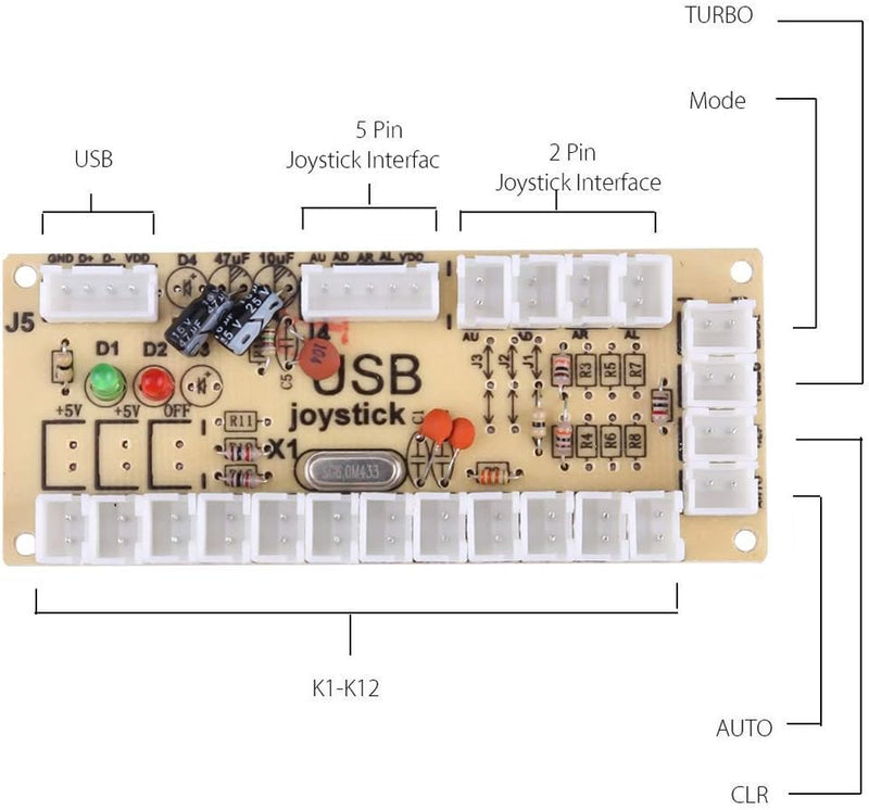 LetCart Arcade Game DIY Teil, Spieler Arcade Spiel Kit Teil USB Pc Joystick für Mame Spiel DIY Null