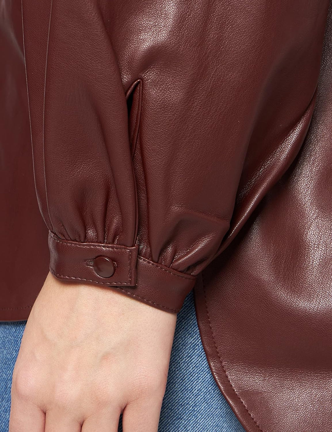 NA-KD Damen-Pu-Shirt mit übergrossen Puffärmeln, rot, 34