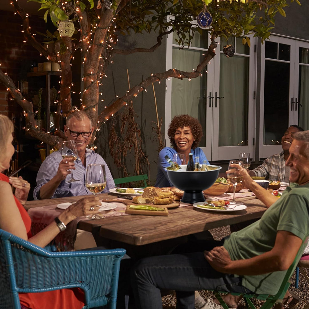 Relaxdays Sektkühler, Edelstahl, H x D: 23,5 x 40 cm, Flaschenkühler für Sekt, Champagner, Wein, XXL