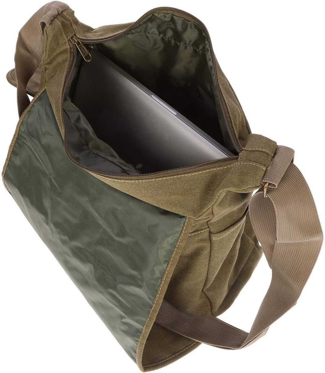 Christian Wippermann grosse XL Herren Damen Tasche Umhängetasche Canvas Messenger Bag Grün, Grün