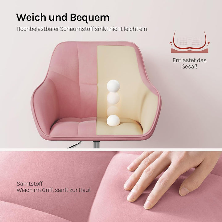 WOLTU Homeoffice Stuhl, Schreibtischstuhl, Drehstuhl, Schminkstuhl, höhenverstellbar, bis 150 kg bel