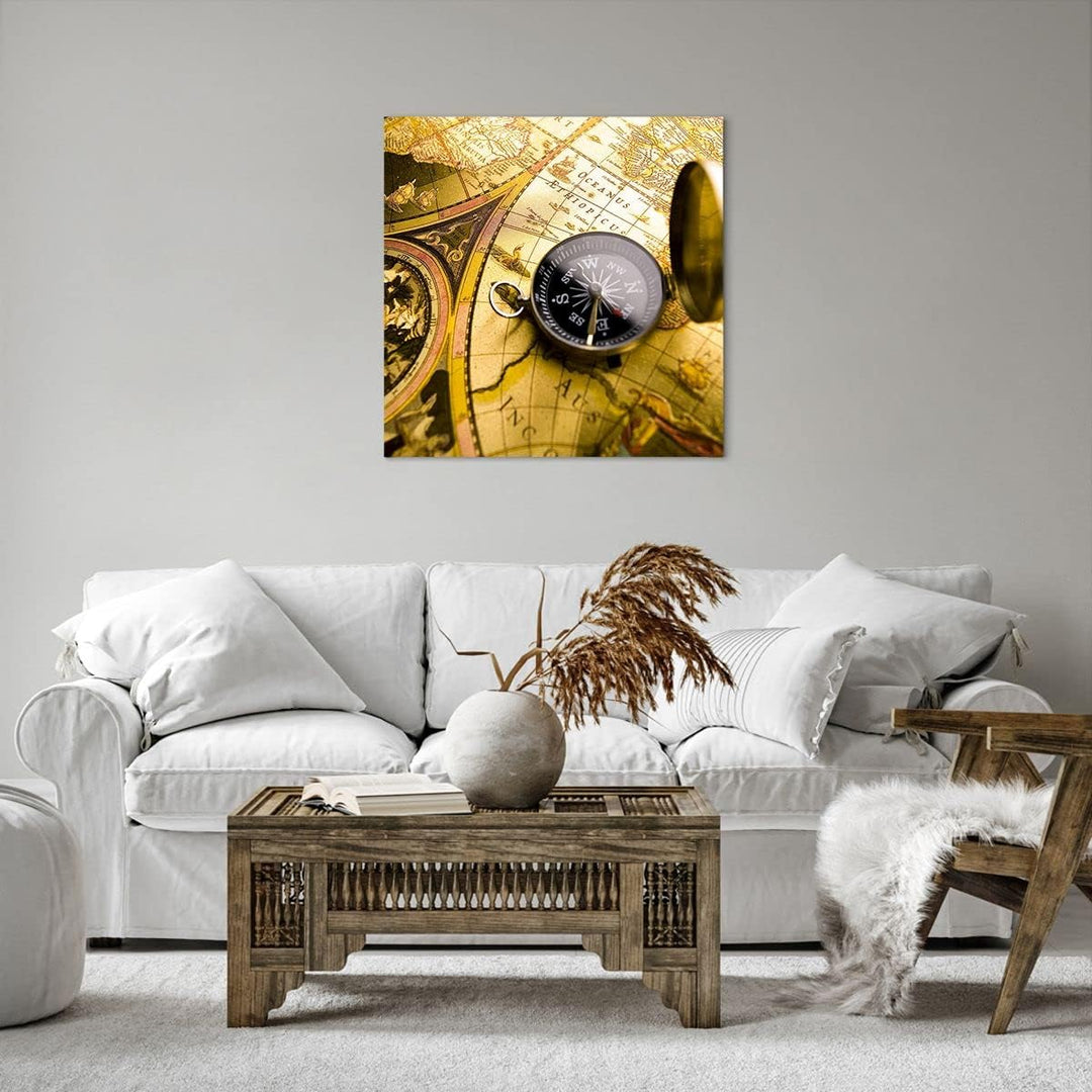Bilder auf Leinwand Abstrakt kommunikation kompass erde Leinwandbild 60x60cm Wandbilder Dekoration W