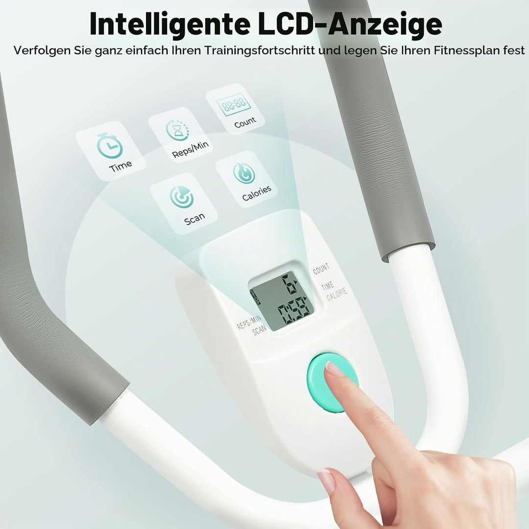 Bauchtrainer mit LCD Display, Bauchmuskeltrainer für Zuhause 120kg Tragkraft, Ab Roller mit Widersta