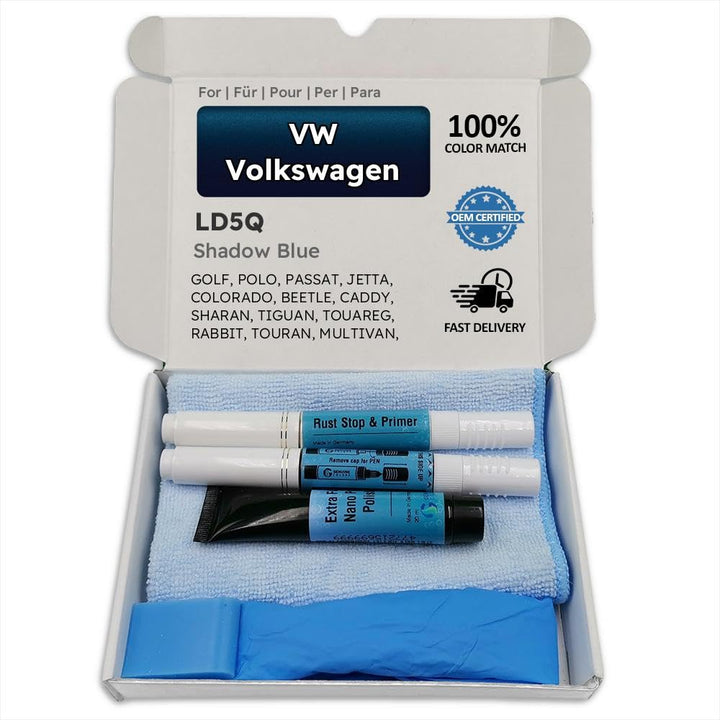 Genuine Colors Lackstift SHADOW BLUE LD5Q Kompatibel/Ersatz für VW Volkswagen Blau Komplettes Repara