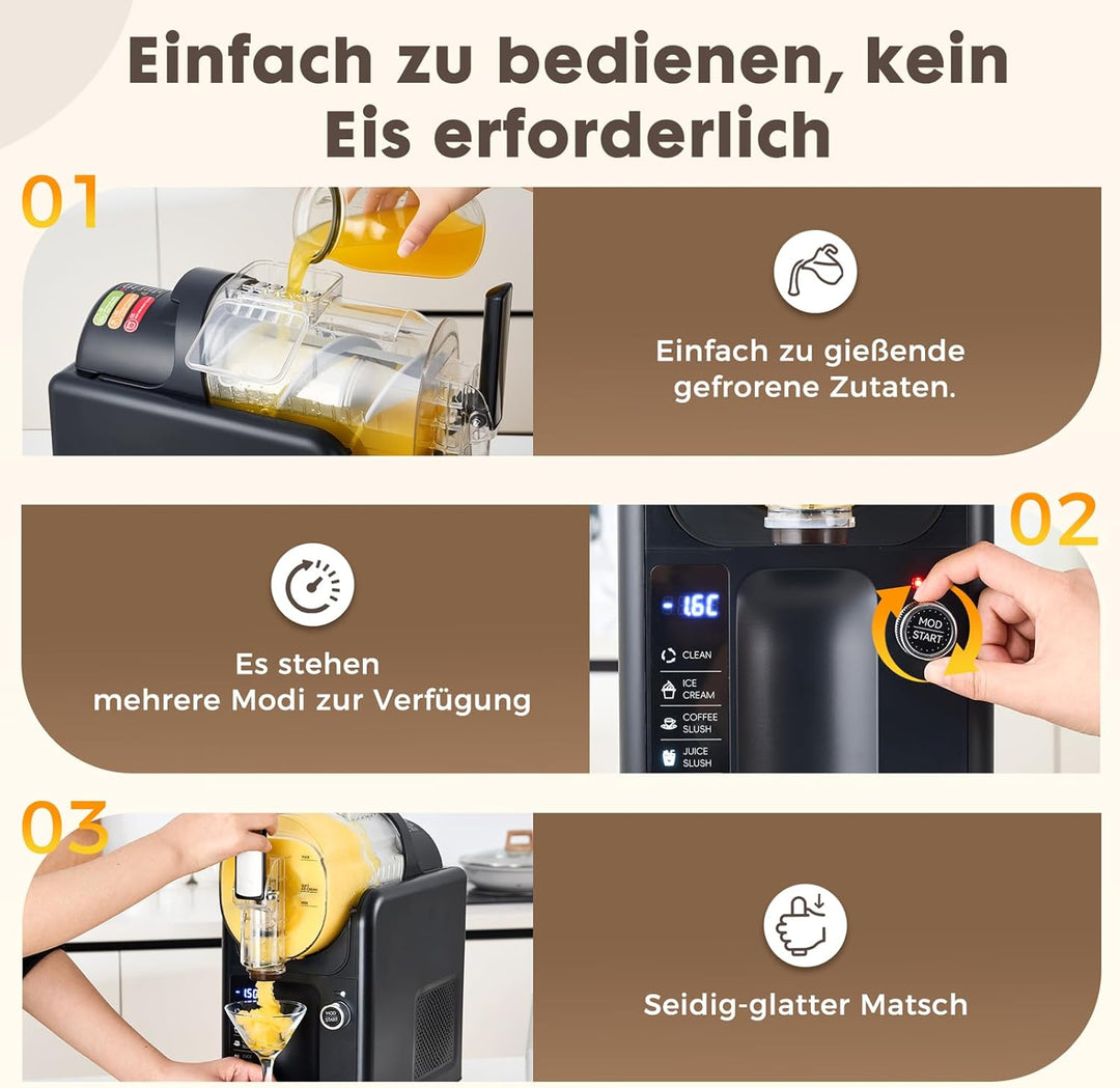 Slush Maschine Schnellgefrier-Getränke 2L Kein Eismaschine Temperaturanzeige mit 6 Programmen Selbst