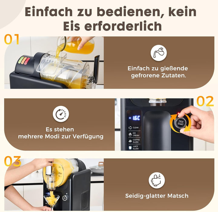 Slush Maschine Schnellgefrier-Getränke 2L Kein Eismaschine Temperaturanzeige mit 6 Programmen Selbst