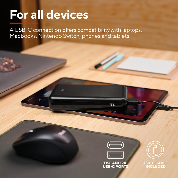 Trust Laro Laptop Powerbank 100W Schnelllade Power Bank 20000mAh 2X USB-C 1x USB-A, Powerstation Cha