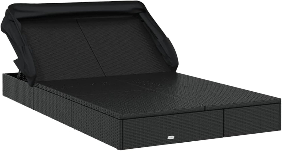 Festnight Sonnenliege 2 Personen mit Dach doppelliege Outdoor gartenliege 2 Personen Rattan gartenli