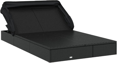 Festnight Sonnenliege 2 Personen mit Dach doppelliege Outdoor gartenliege 2 Personen Rattan gartenli