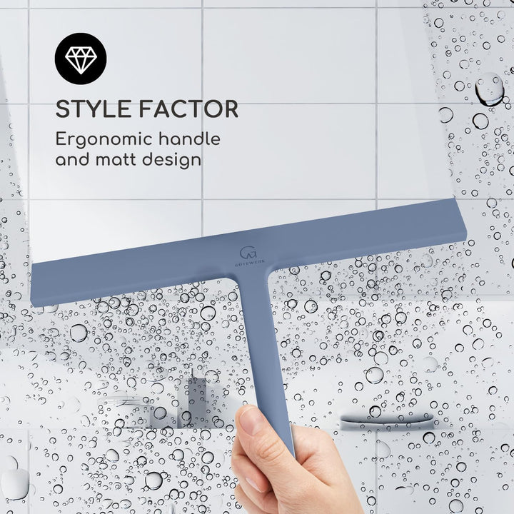 Gütewerk Duschabzieher, Silikon-Abzieher Dusche, Hygienischer Abzieher für Badezimmer, Duschwand & F