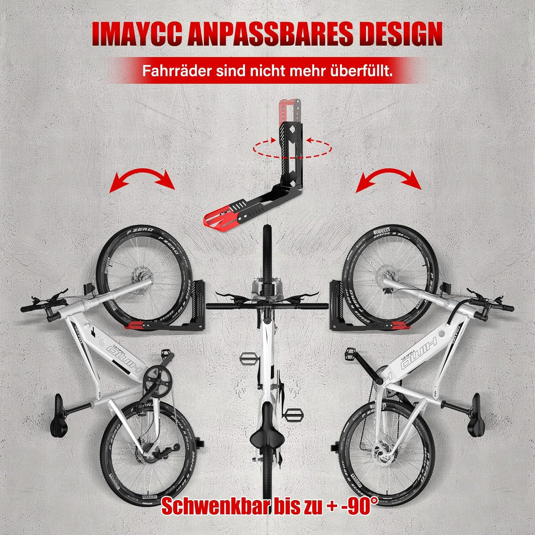 IMAYCC No Lifting Bicycle Wall Mount, Vertical Adjustable Foldable Wall Mount Bicycle, Swivelling Sp