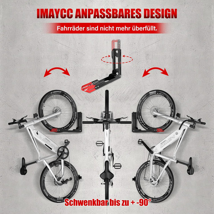 IMAYCC No Lifting Bicycle Wall Mount, Vertical Adjustable Foldable Wall Mount Bicycle, Swivelling Sp