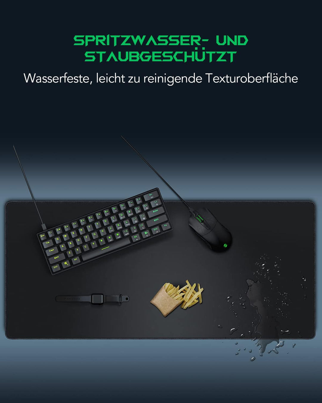 Black Shark Gaming Mauspad XL 900x400x4 mm Schreibtischunterlage mit wasserdichter Oberfläche und Mo