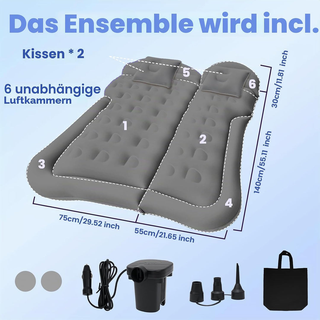 Auto Matratze Tragbar SUV Automatratze mit Pumpe & 2 Kissen, Beflockt Auto Luftmatratze für Reisen C