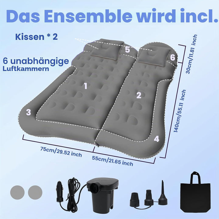 Auto Matratze Tragbar SUV Automatratze mit Pumpe & 2 Kissen, Beflockt Auto Luftmatratze für Reisen C