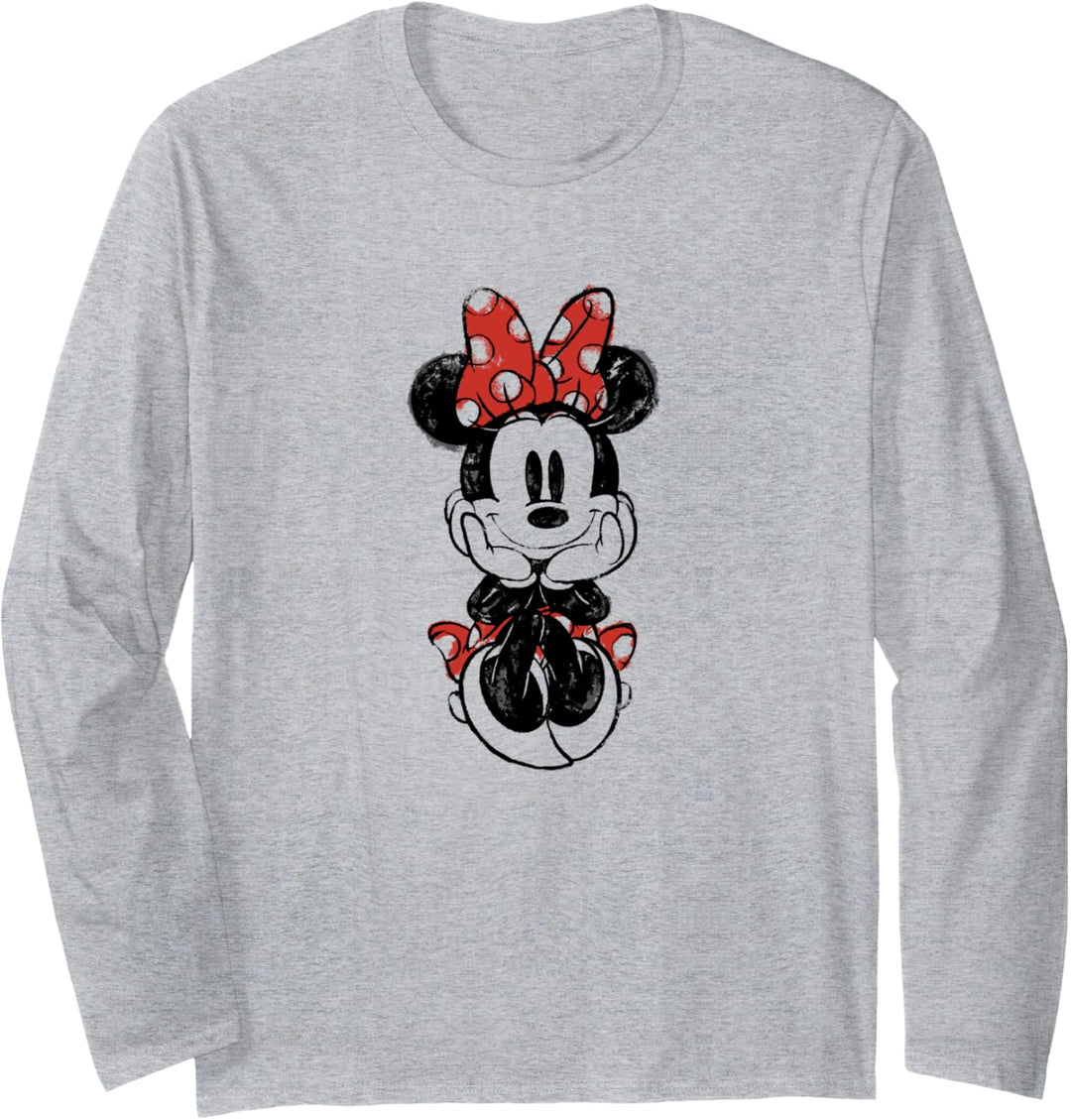 Disney Mickey And Friends Minnie Mouse Doodle Distressed Langarmshirt