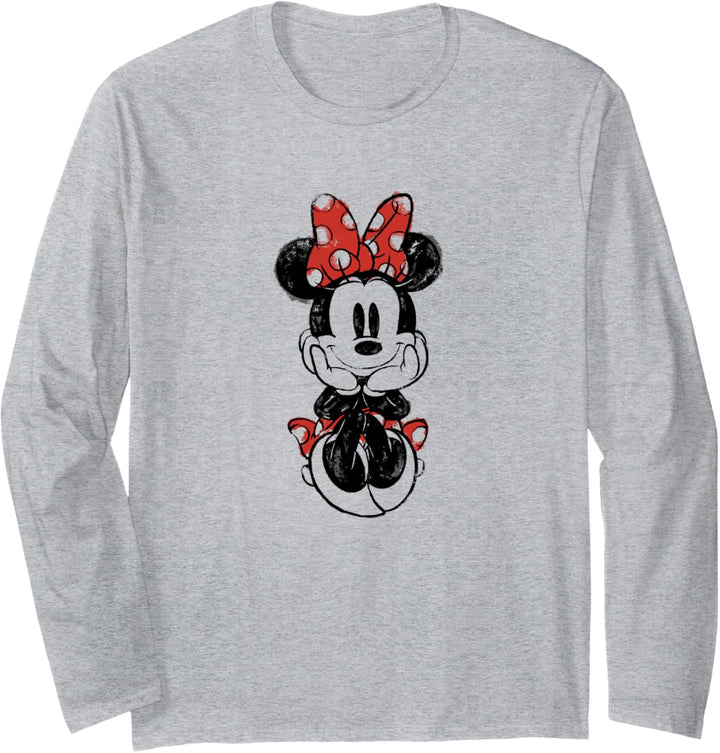 Disney Mickey And Friends Minnie Mouse Doodle Distressed Langarmshirt
