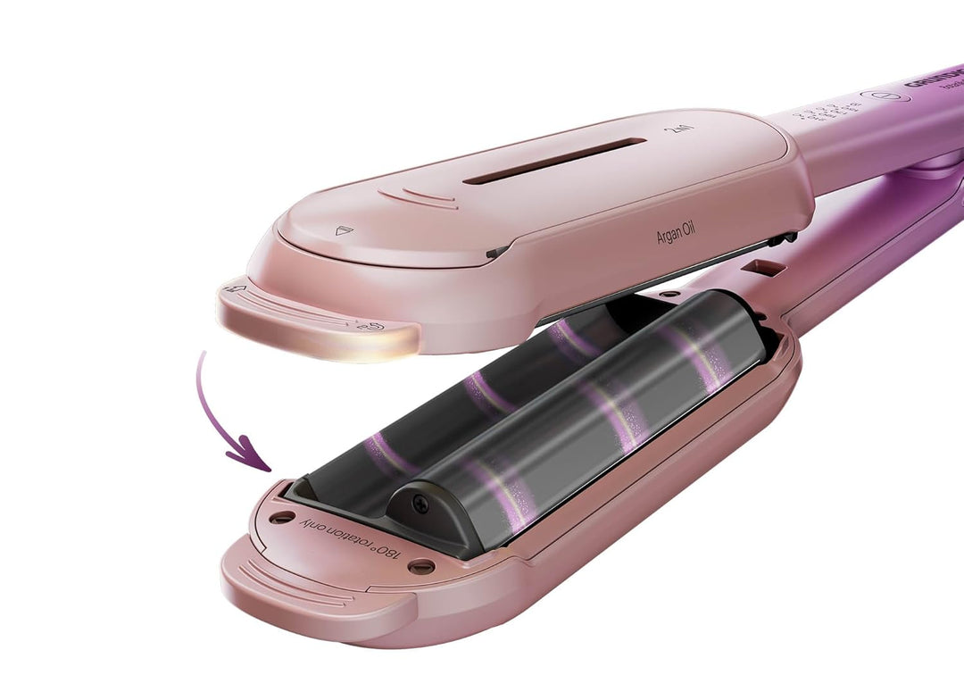 GRUNDIG HS 8331 BotanikaTwist 2in1 Hair Styler, rotierende Platten für Glätten und Stylen, schnelle