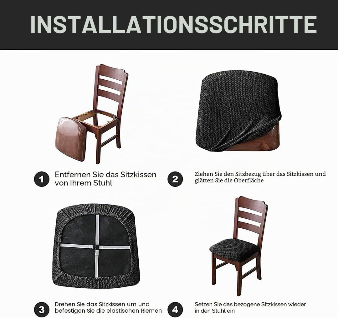 LANSHENG Stuhlbezug Sitzfläche Waschbarer Stretch Wasserdicht Jacquard Bezug für Stühle Esszimmerstu