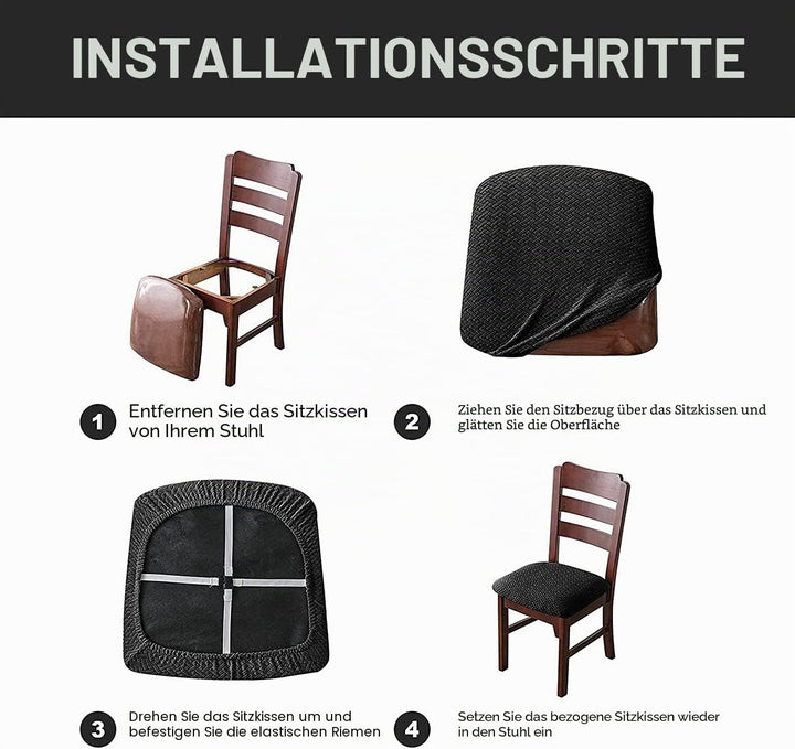 LANSHENG Stuhlbezug Sitzfläche Waschbarer Stretch Wasserdicht Jacquard Bezug für Stühle Esszimmerstu