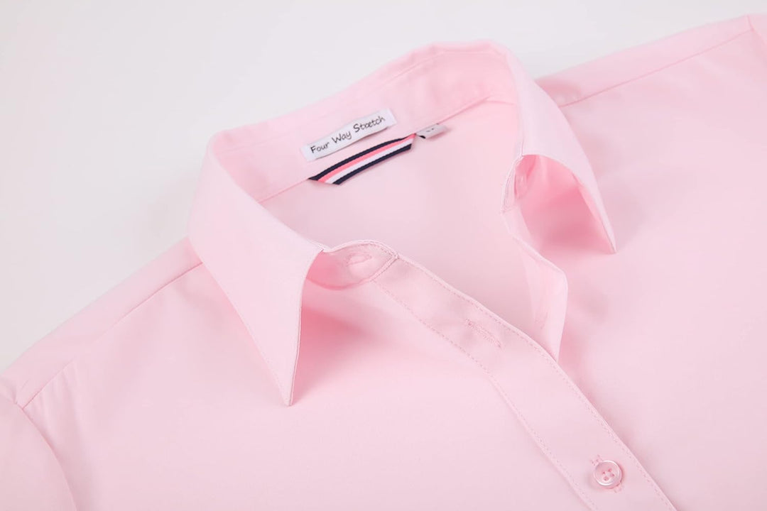 Alex Vando Damen-Hemden Normale Passform Langärmelig Stretch-Arbeitshemd M Wrinkle Free Pink, M Wrin