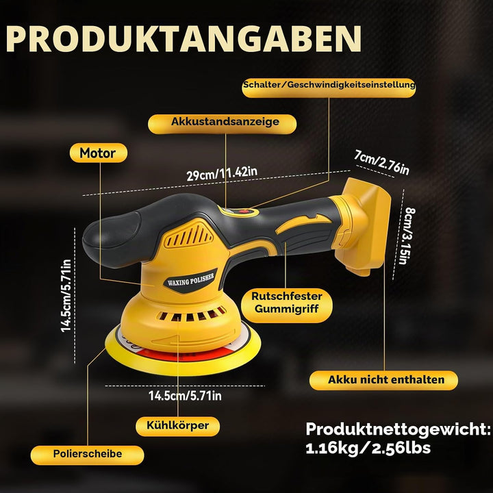 Kabelloser Autopufferpolierer Kompatibel mit DEWALT 20V Batterie, 8 variable Geschwindigkeiten Autop