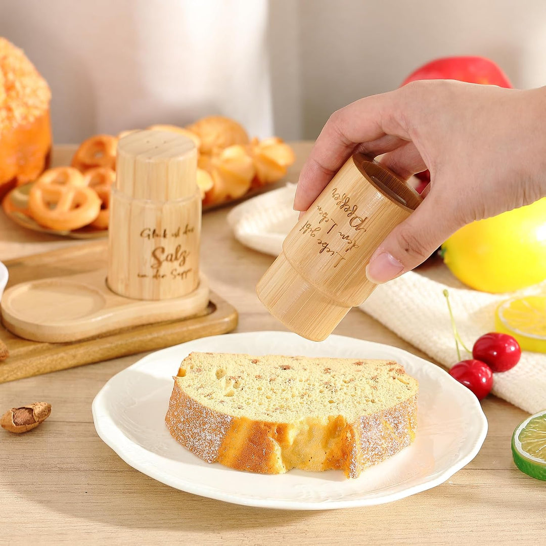 Geiserailie Salz- und Pfefferstreuer aus Holz Hochzeitsgeschenk Set mit Holzpalette Salz und Pfeffer