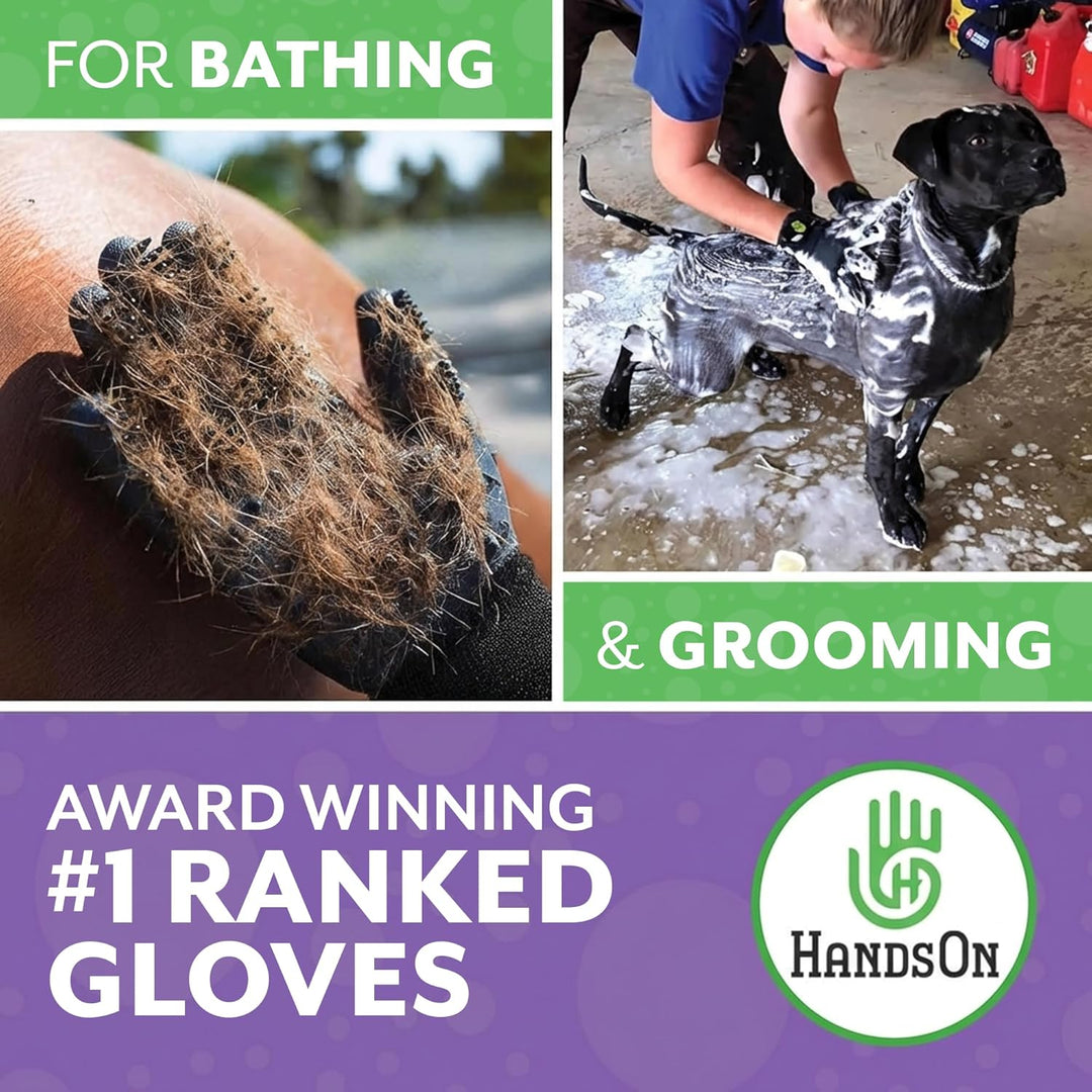 H HandsOn Fellpflege-Handschuhe – Patentiert, preisgekrönte Handschuhe für Haarausfall, Baden und Ha