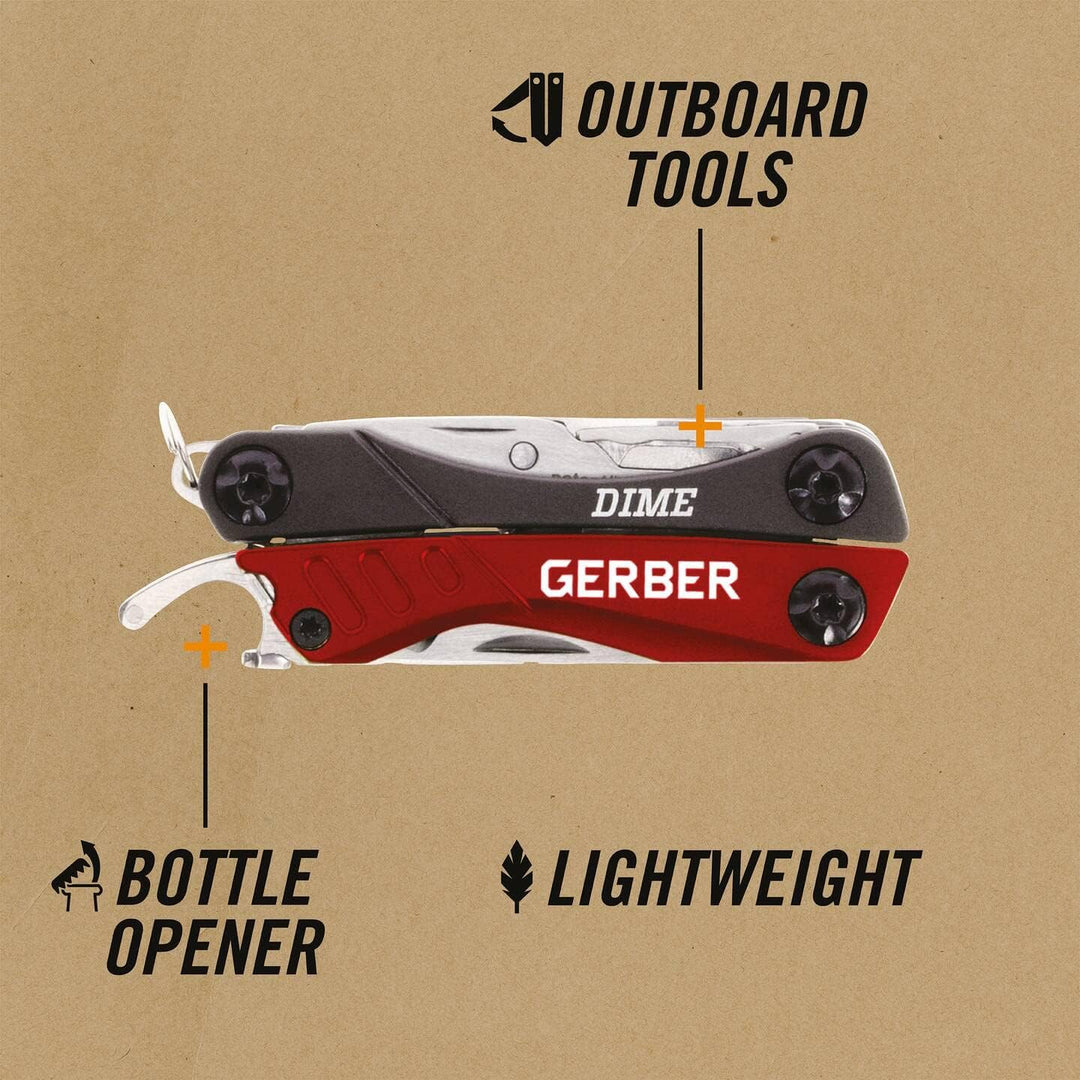 Gerber Multifunktionswerkzeug mit 12 Funktionen, Dime Pocket Multi-tool, Rot, 31-003622 Rot (EU), Ro