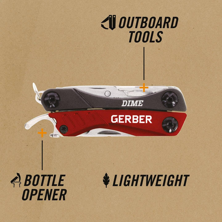 Gerber Multifunktionswerkzeug mit 12 Funktionen, Dime Pocket Multi-tool, Rot, 31-003622 Rot (EU), Ro