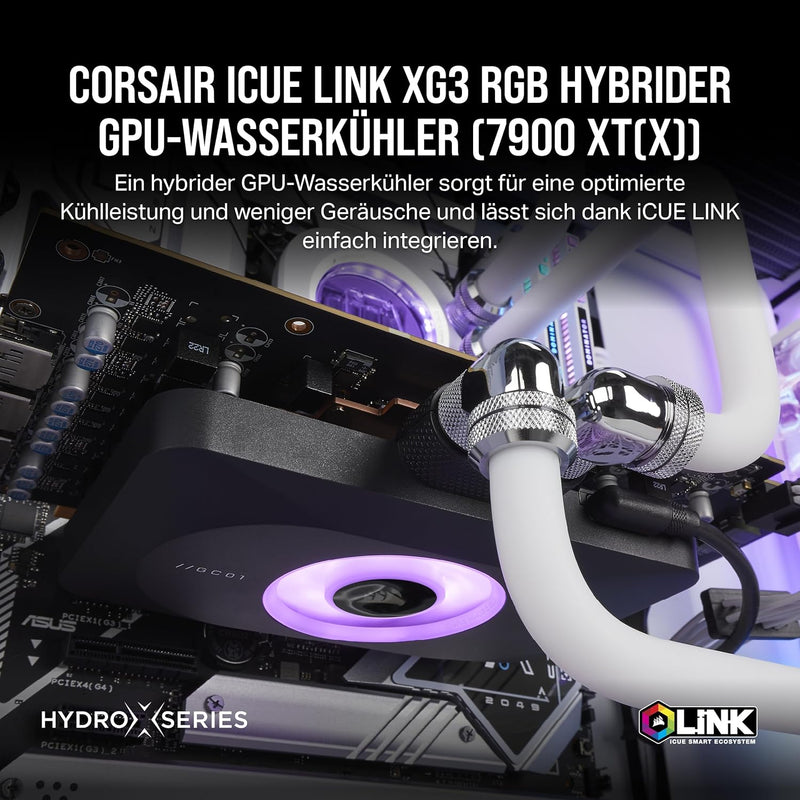 CORSAIR iCUE LINK XG3 RGB Hybrider GPU-Wasserkühler - Hybride individuelle Kühlung - Passend für AMD